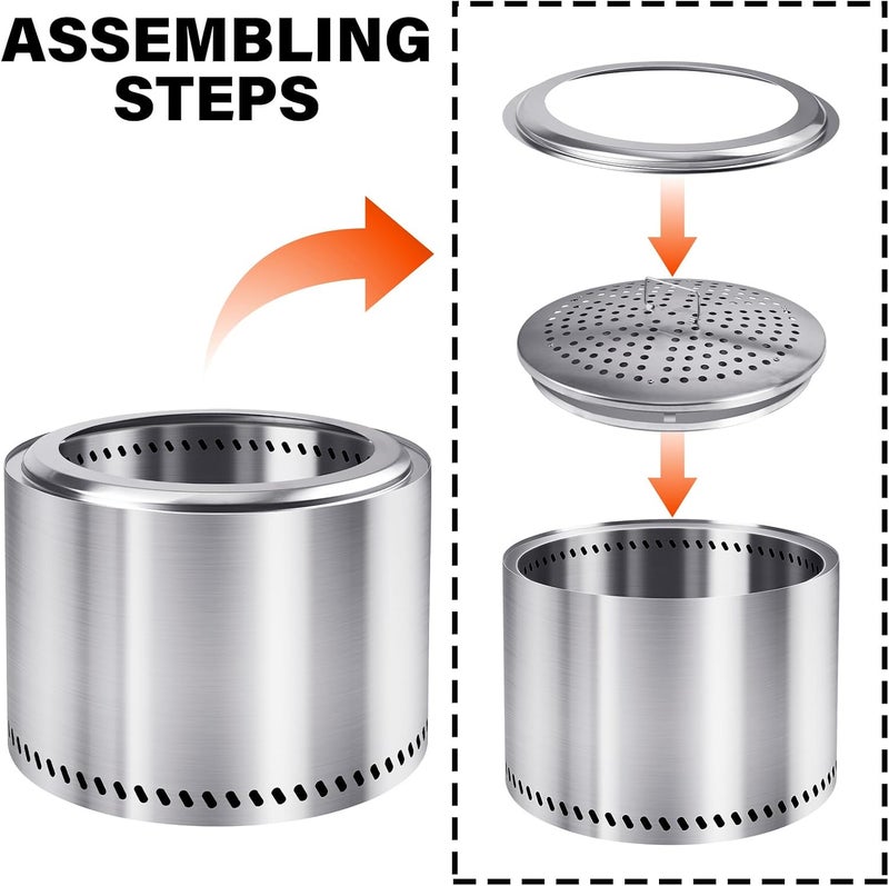HGD 20 Inch Smokeless Patio Fire Pit, Outdoor Wood Burning Stove, Stainless Steel Firepit for Backyard, Patio, Garden, Picnic - Image 4